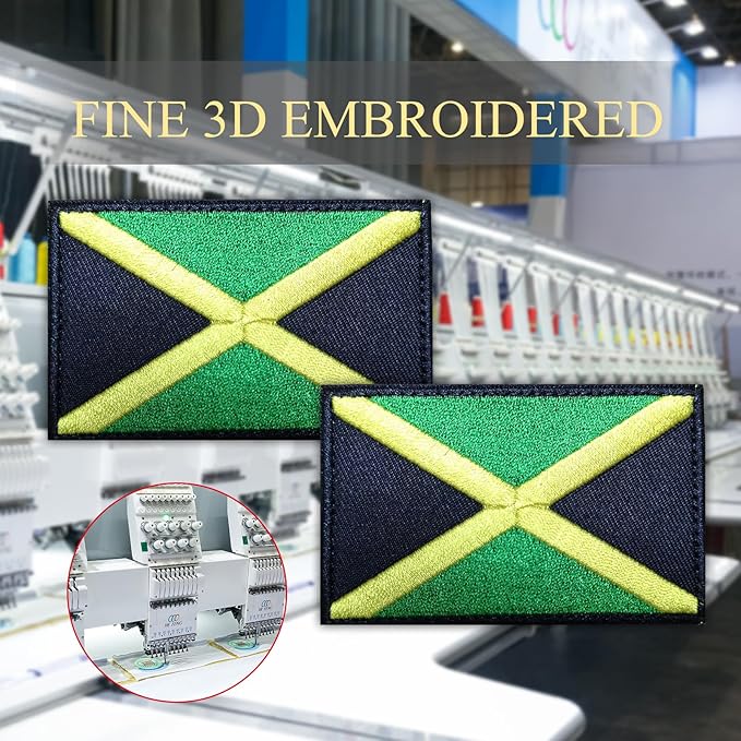 EmWoot 2PCS Jamaica Flag Patch Embroidered Morale Patch Military Tactical Patches Hook and Loop