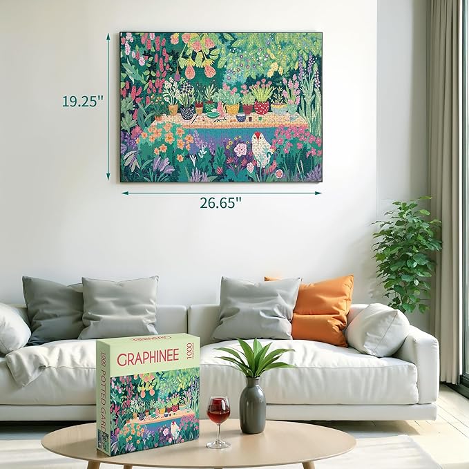 Graphinee Jigsaw Puzzles for Adults 1000 Pieces, Plant Garden Puzzle, Colorful as Home Wall Decor for Family Challenging Games