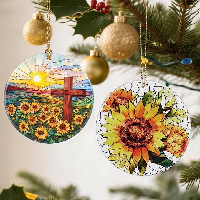 Sunflower Christmas Ornaments: Christmas Tree Ornaments, Holiday Decor for Sunflower Lovers, Stocking Stuffers, Gift Ideas, Xmas Gifts & Flower Lover Gifts