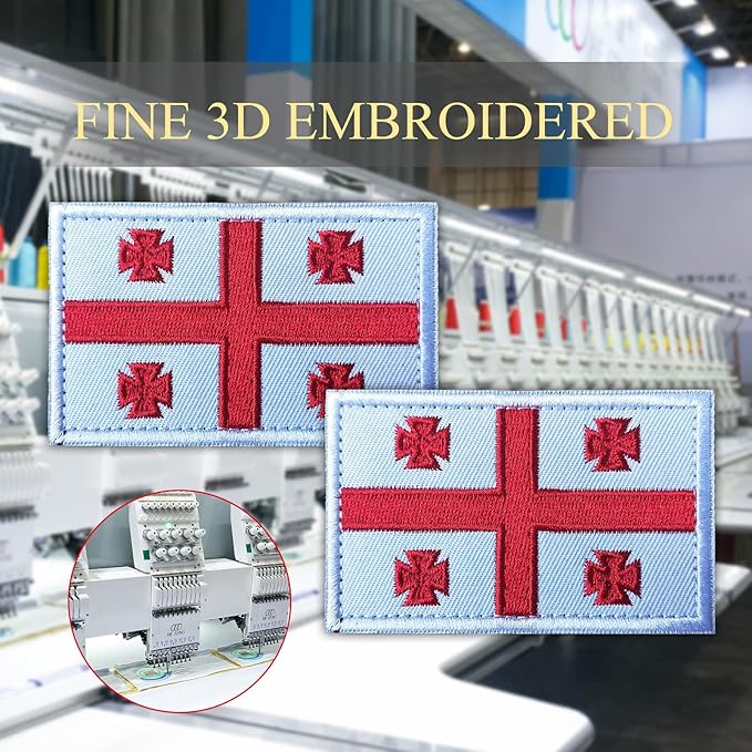 EmWoot 2PCS Georgia Flag Patch Embroidered Morale Patch Military Tactical Patches Hook and Loop