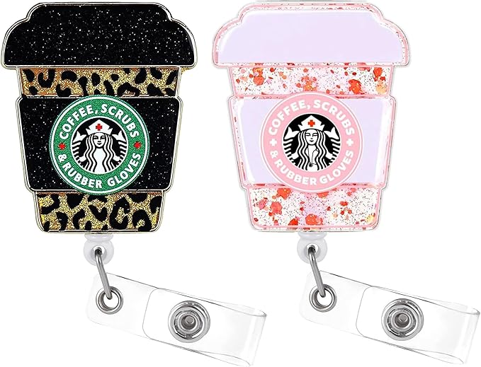 2Pcs Funny Cute Badge Reel Pink ER Badge Holder with Retractable Clip RN Badge Buddy LPN CNA MA Medical Worker NICU Nurse Operating Room Doctor ID Name Badge Clip Assistant Accessorie Nursing Student