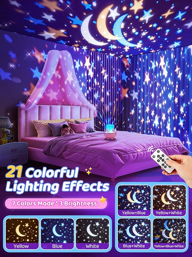 Carousel Night Light for Kids, 15 Music+15 Films+315 Colors Star Projector for Kids Night Light Projector,360°+Remote+1200mah Unicorn Toys for Girls Room Decor, Valentines Gifts for Kids, Girls, Baby