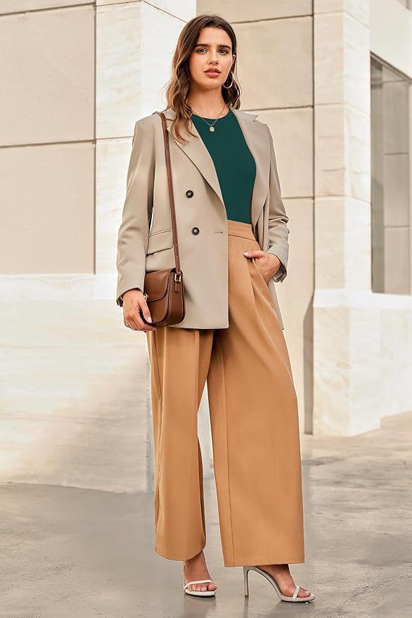 Newshows Women's Wool Blend Warm Long Sleeve Undershirt Stretchy Basic Business Casual Shirts Soft Layering Tops