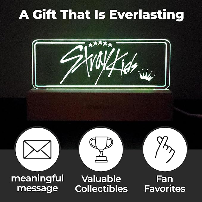 MEMELIGHT Stray Kid.s Night Light, Kpop Merchandise, Korean Idol Lamp for Stay, 7RGB Color, Dimmer, 8.3 x 4.2 x 1.7