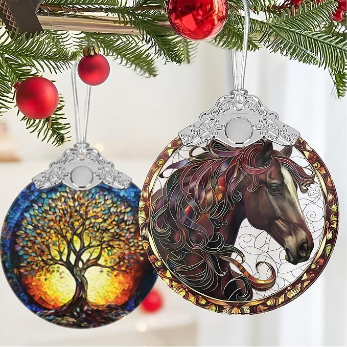 Stained Glass Ornaments, 2025 Christmas Ornament, Christmas Tree Ornament, Heirloom Keepsake, Gift Exchange, Gift Idea - Horse