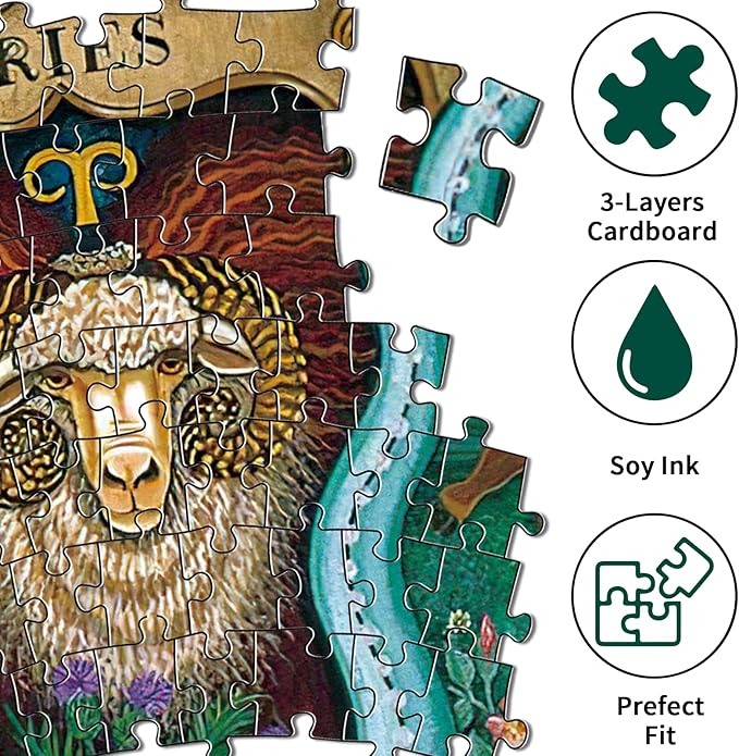 Jigsaw Puzzles for Adults 1000 Pieces, Zodiac Horoscope Challenging Decorative Round Puzzle, Perfect for Adult Game Nights or Best Gift for Puzzle Lovers (26.7 Inch)