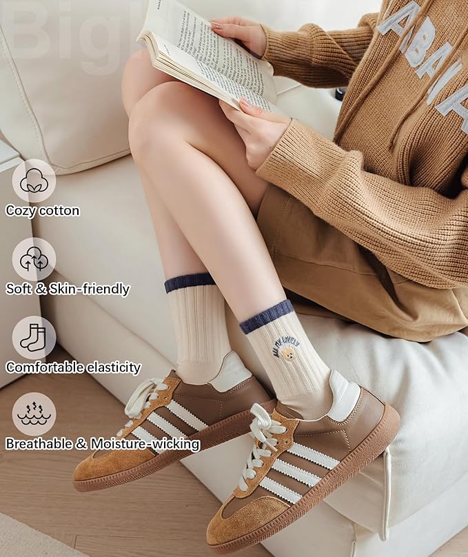 IIG 3-6 Pairs Womens Cute Animal Patterned Funny Novelty Cotton Crew Socks