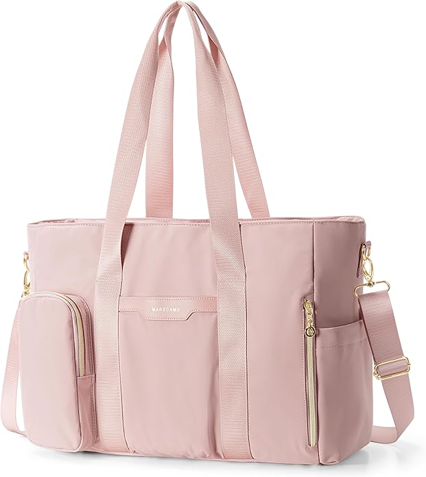 Teacher Tote Bag for Work with 10 Pockets, 15.6" Laptop Water-Resistant Bag with Crossbody Strap for Women, College