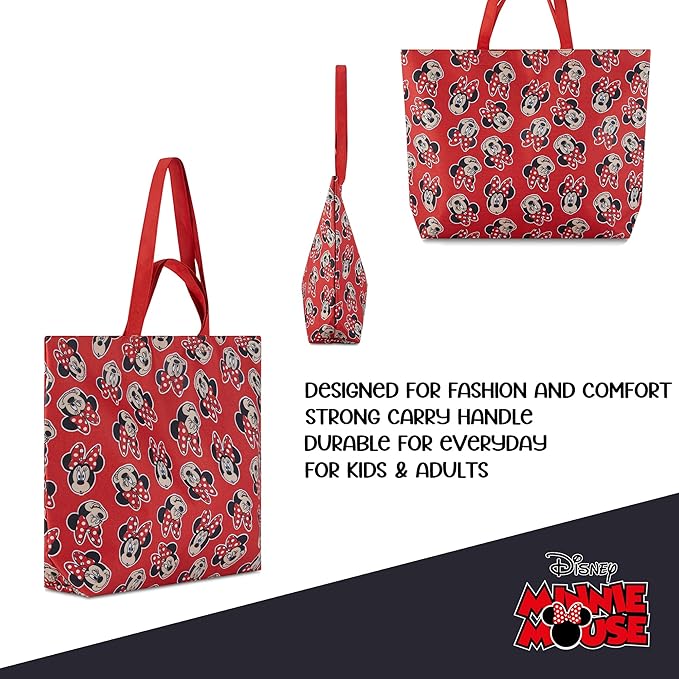 Disney Mickey and Minnie Mouse Canvas Tote bag - Girls, Boys, Teens, Adults - All Over Print Single Handle Tote Handbag