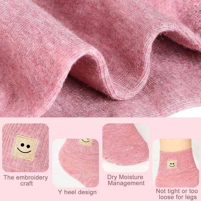Eurzom 10 Pairs Socks Womens Crew Elastic Ankle Length Cotton Socks Aesthetic Cute Lightweight Low Cut Gifts for Women