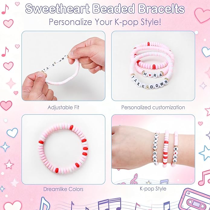 J6&H6 3 Pcs KPop Merch Bracelets Set, K-Pop Stuff Fans Cosplay Merchandise Gifts Outfit Costume Accessories Friendship Jewelry for Birthday Christmas Stocking Stuffers Party Favors