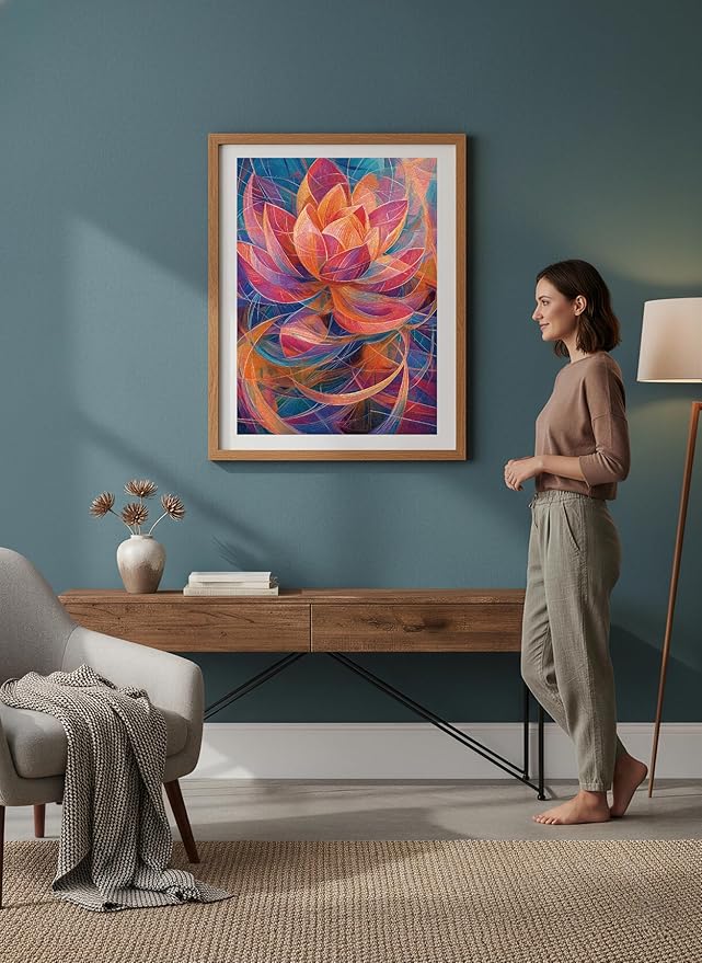 Naturelish 1000 Piece Jigsaw Puzzle for Adults, Abstract Lotus Flower Artwork with Matte Finish, Color-Coded Back for Easy Sorting, Vibrant Art Puzzle for Adults, 19.25 x 26.65 in