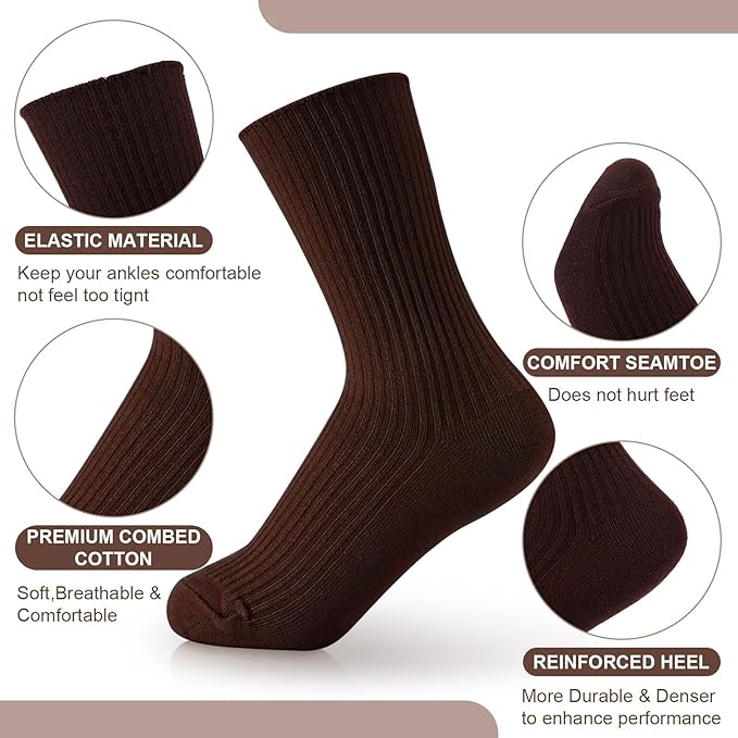 Eurzom 10 Pairs Socks Womens Crew Elastic Ankle Length Cotton Socks Aesthetic Cute Lightweight Low Cut Gifts for Women