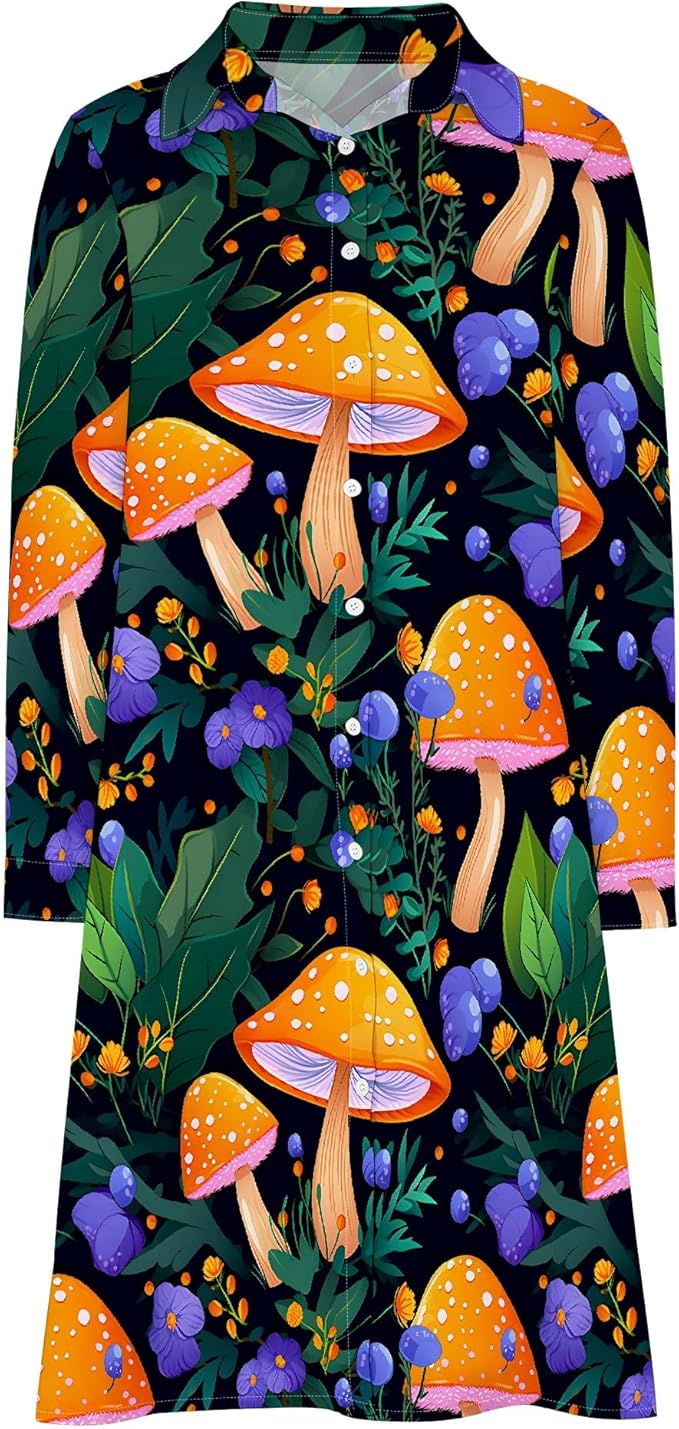 Shirt Dresses for Women 2025 Summer Long Sleeve Casual Plus Size Floral Printed Beach Vacation Dress with Pockets