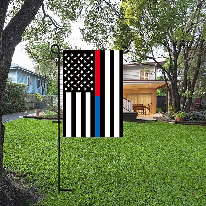 Thin Blue and Red Line Flag, Small American USA Garden Flags for Yard Patio Porch Independence Day Patriotic Festival Outdoor Decorations