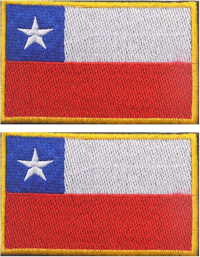 EmWoot 2PCS Chile Flag Patch Embroidered Morale Patch Military Tactical Patches Hook and Loop