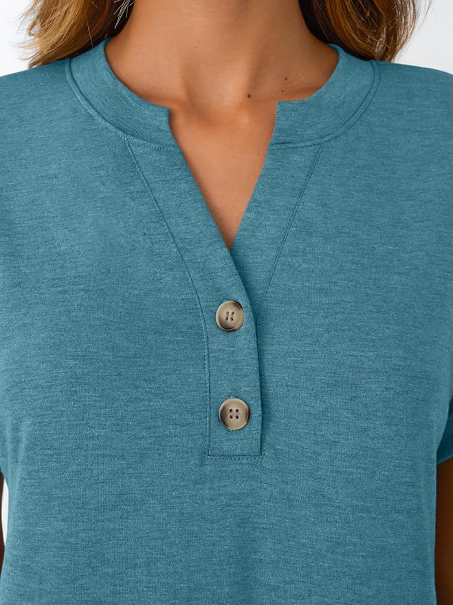 AUTOMET Women's Short Sleeve Shirts Henley Dressy Casual Summer Tops 2026 Spring Fashion Trendy Cute T-Shirts