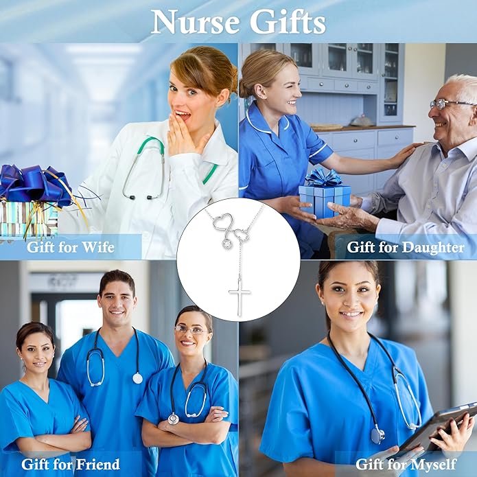 SmileBelle Nurse Gifts for Women, Nurse Necklace as Nursing Appreciation Practitioner Gifts for Nurses Female, Nursing School Stainless Steel Medical Assistant as Accessories for Work Woman New Nurses