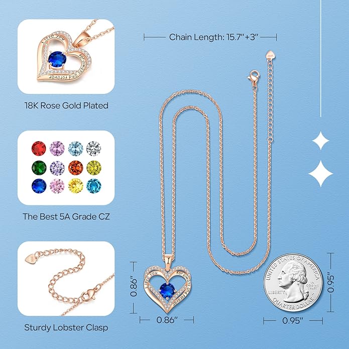 18K Rose Gold Necklaces for Women Birthday Gifts for Women Jewelry for Women Birthday Gifts for Wife Girlfriend Daughter Wife Birthday Gifts for Anniversary Mothers Day Christmas Valentines Gifts