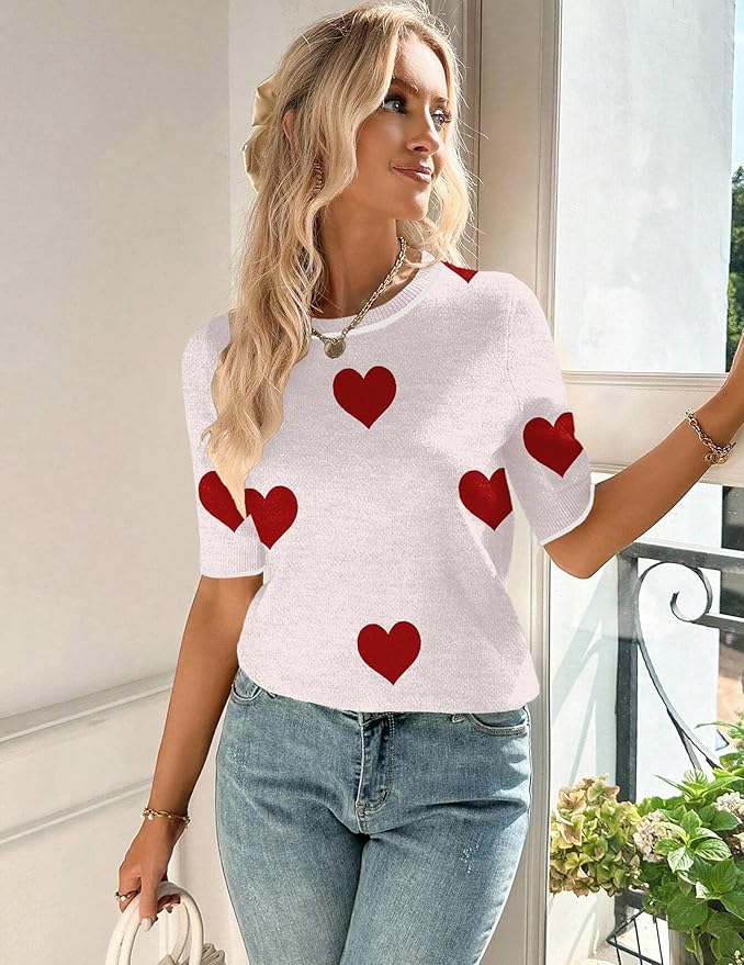 Zeagoo Women Short Sleeve Sweater Summer Crew Neck Dressy Casual Soft Knit Pullover Tops Trendy