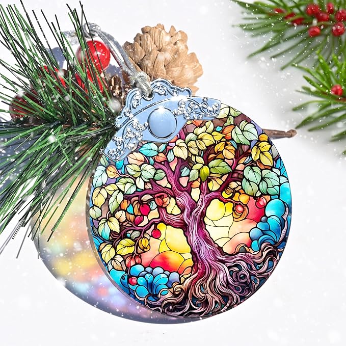 Jocidea Tree of Life Christmas Ornament, Stained Glass Decor, Gifts & Holiday Ideas