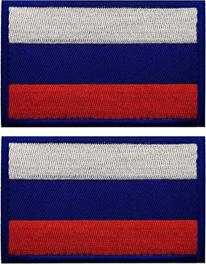 EmWoot 2PCS Russia Flag Patch Embroidered Morale Patch Military Tactical Patches Hook and Loop