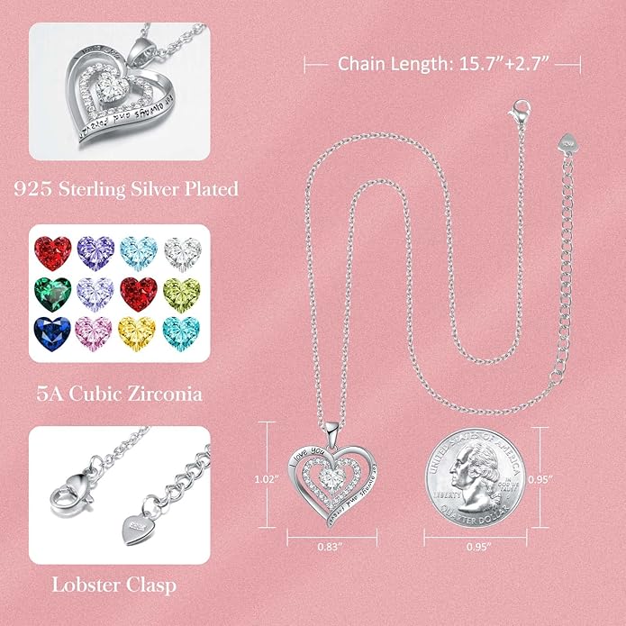 REDBEE Necklaces for Women Birthstone Heart Necklace Jewelry for Wife Girlfriend Woman Necklace