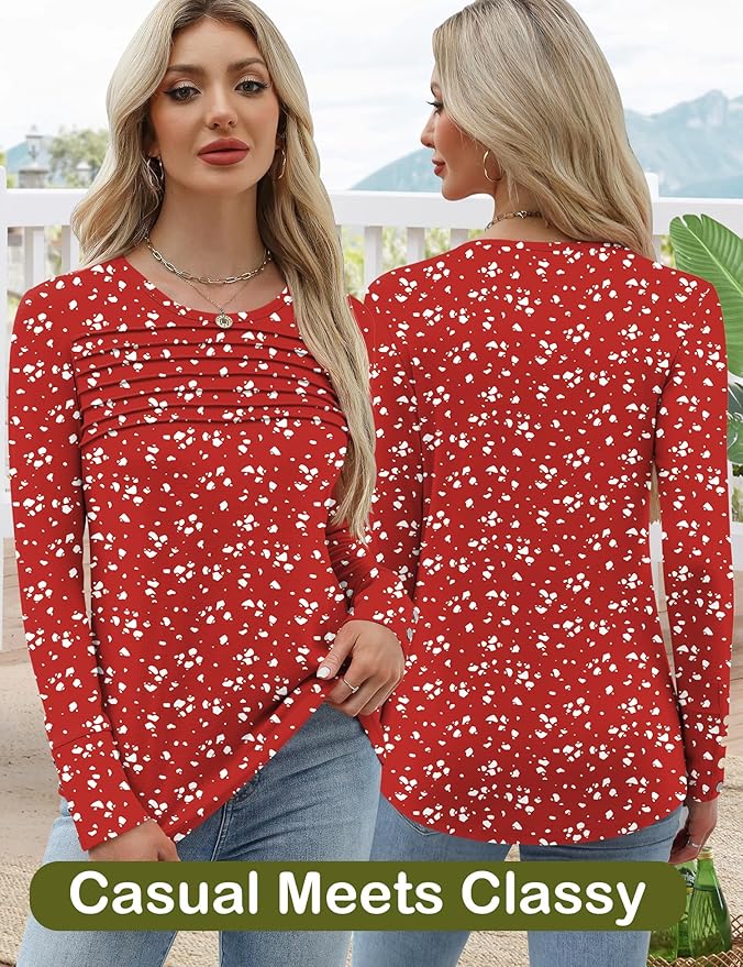 Blouses for Women Dressy Casual Long Sleeve Fall Fashion Tops Trendy Outfits for Work Office Shirts Thicker Clothes