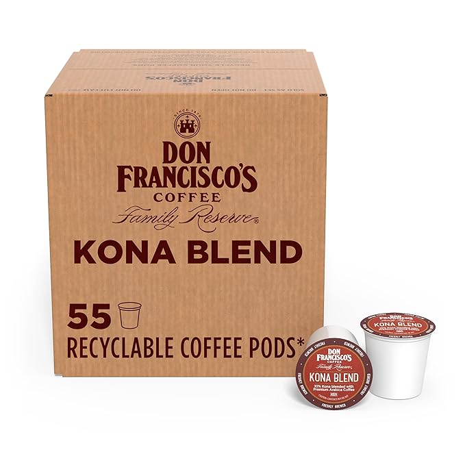 Don Francisco's Kona Coffee Pods, 55 Count, Medium Roast, Compatible with Keurig Brewers