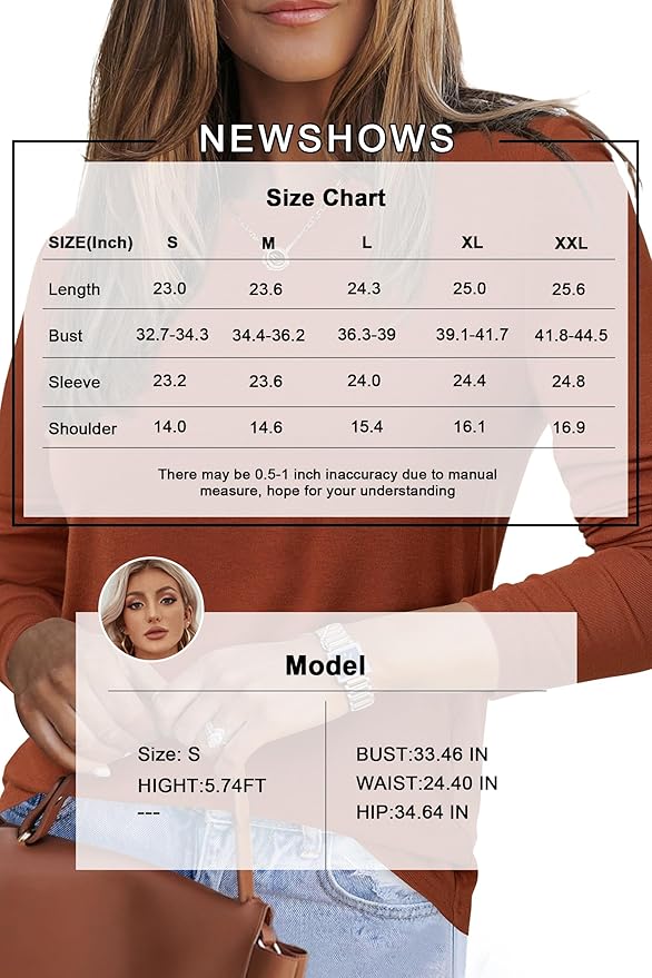 Newshows Women's Wool Blend Warm Long Sleeve Undershirt Stretchy Basic Business Casual Shirts Soft Layering Tops