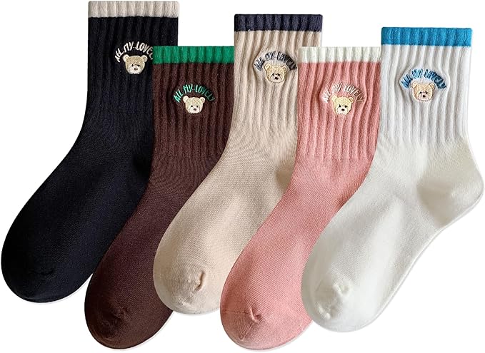 IIG 3-6 Pairs Womens Cute Animal Patterned Funny Novelty Cotton Crew Socks