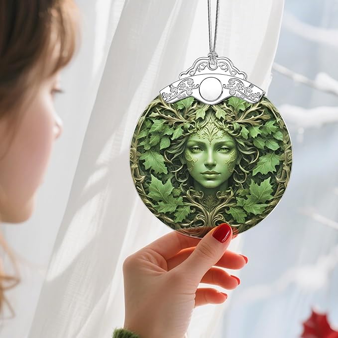 Stained Glass Ornament, Christmas Ornament, Hanging Ornaments for Home Decor & Christmas Tree Ornaments – Exquisite Holiday Decor, Xmas Gifts & Holiday Present - Tree Face