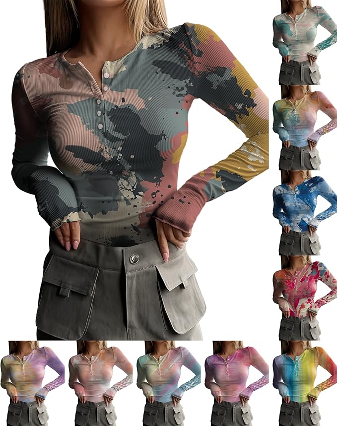 MARSVOVO Fashion Crop Tops for Women Scoop Neck Button Comfy Ribbed Slim Fit Cute Shirts Casual Party Fall Tops