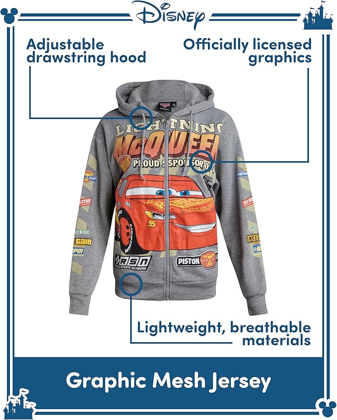 Disney Womens Zip Up Hoodies - Cars Lightning McQueen Lilo and Stitch Angel Marie Fleece Graphic Sweatshirts for Women (S-3X)