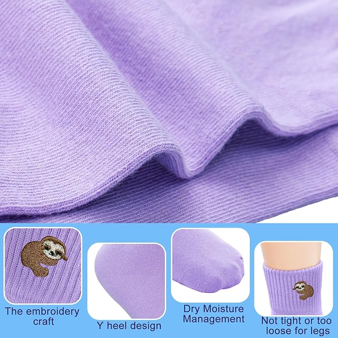 Eurzom 10 Pairs Socks Womens Crew Elastic Ankle Length Cotton Socks Aesthetic Cute Lightweight Low Cut Gifts for Women