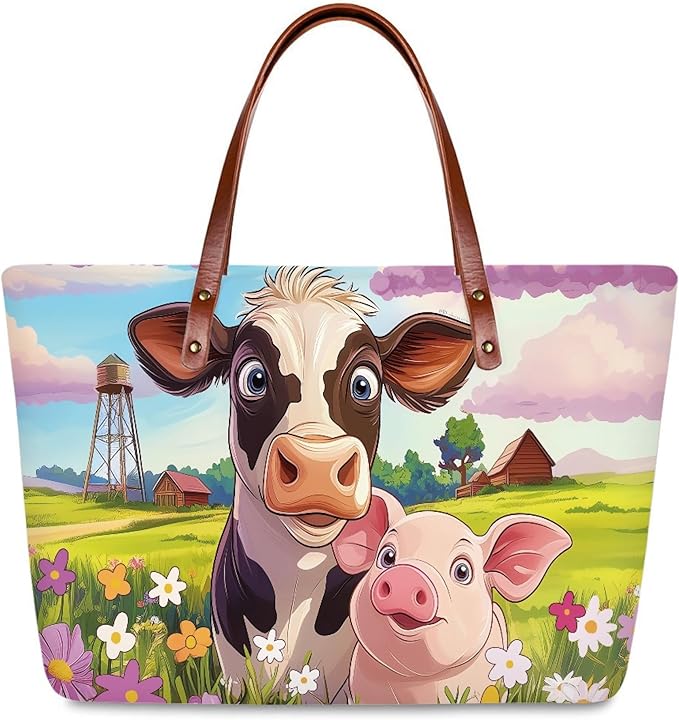 Womens Zip Up Tote Handbag Daisy Print Large Capacity Tote Purse Handbag Big Tote Bag Purse For Work Laptop