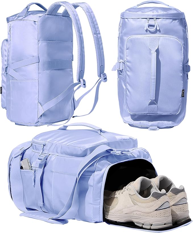 Gym Bag for Women with Shoe Compartment and Wet Pocket Convertible Gym Backpack workout Duffel Bag Multiple Pockets 30L