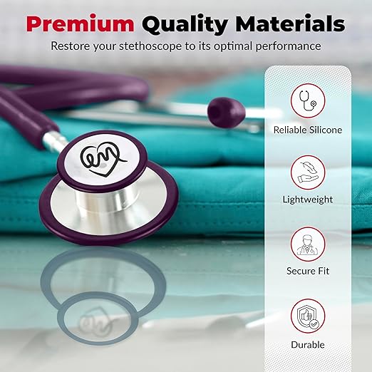 Stethoscope Replacement Part Kit for Littman Stethoscope Classic 3, Cardiology 3 & Cardiology 4 - Fits Classic III, Cardiology III & IV (Plum)