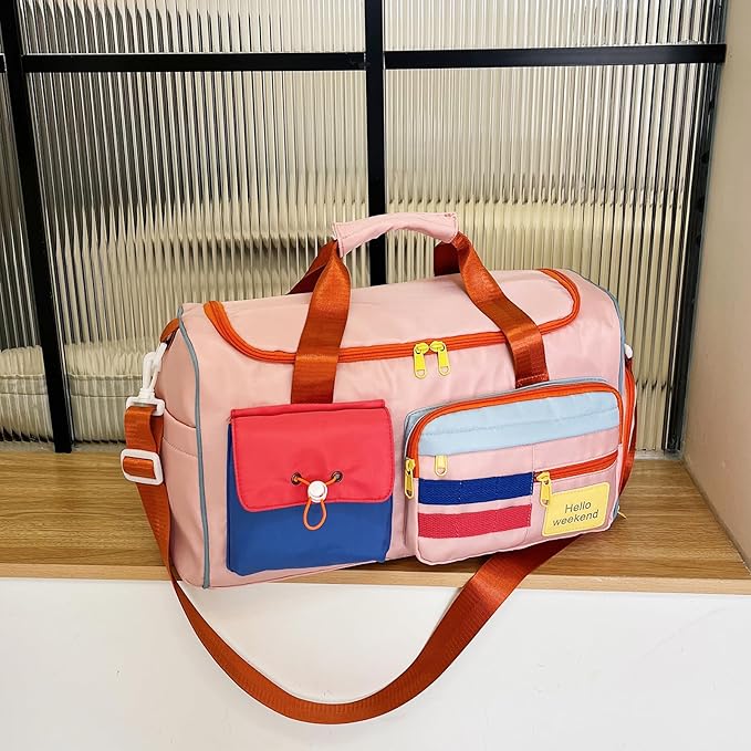 Small Gym Bag for Women, Travel Duffle Bag Carry On Weekender Bag with Shoe Compartment