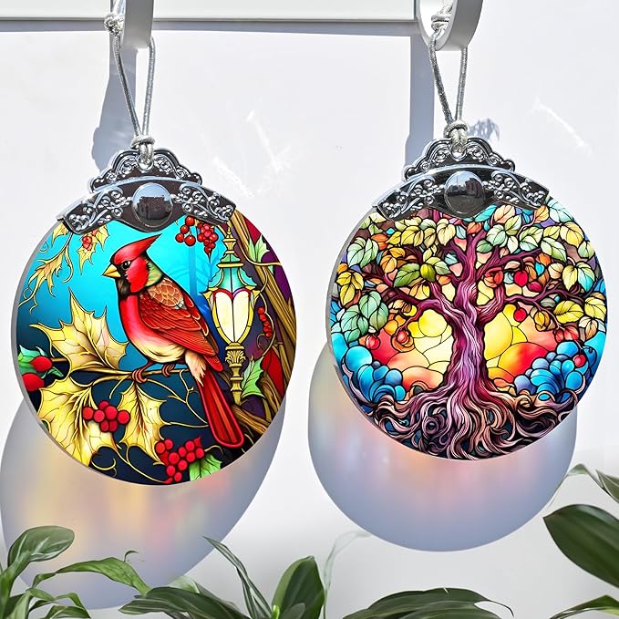 Jocidea Tree of Life Christmas Ornament, Stained Glass Decor, Gifts & Holiday Ideas