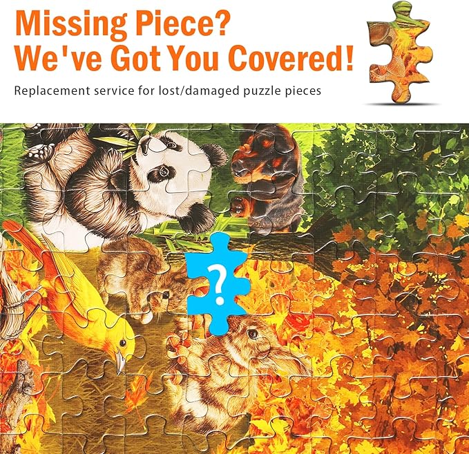 Naturelish Jigsaw Puzzle for Adults 1000 Pieces, Four Seasons Scenery with Different Animals, Colorful Landscape Nature Scene Art Puzzle, Challenging Game for Family Friends Display, 20x27 Inches
