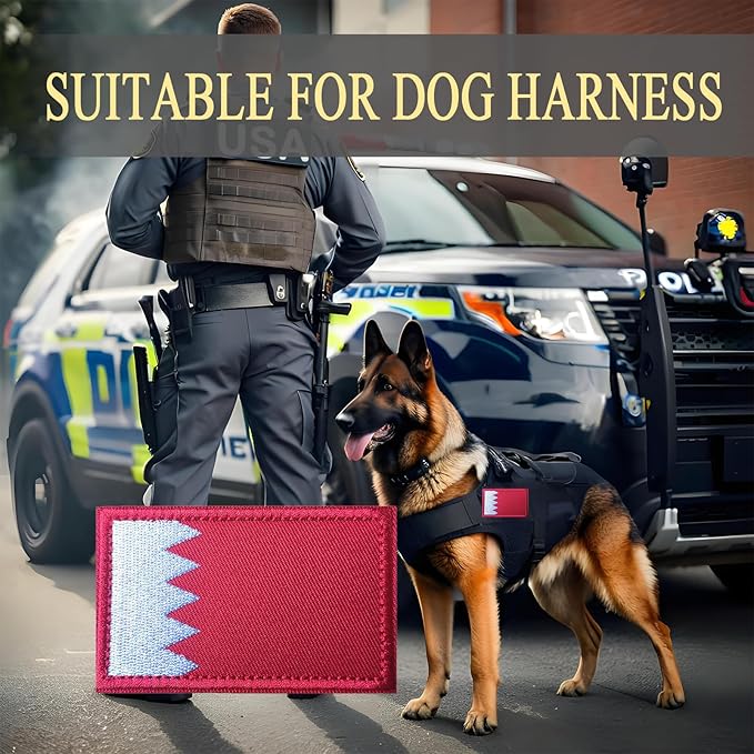 EmWoot 2PCS Bahrain Flag Patch Embroidered Morale Patch Military Tactical Patches Hook and Loop