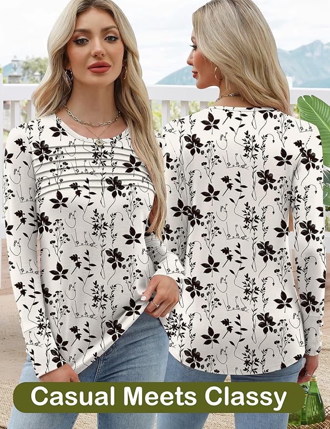 Blouses for Women Dressy Casual Long Sleeve Fall Fashion Tops Trendy Outfits for Work Office Shirts Thicker Clothes