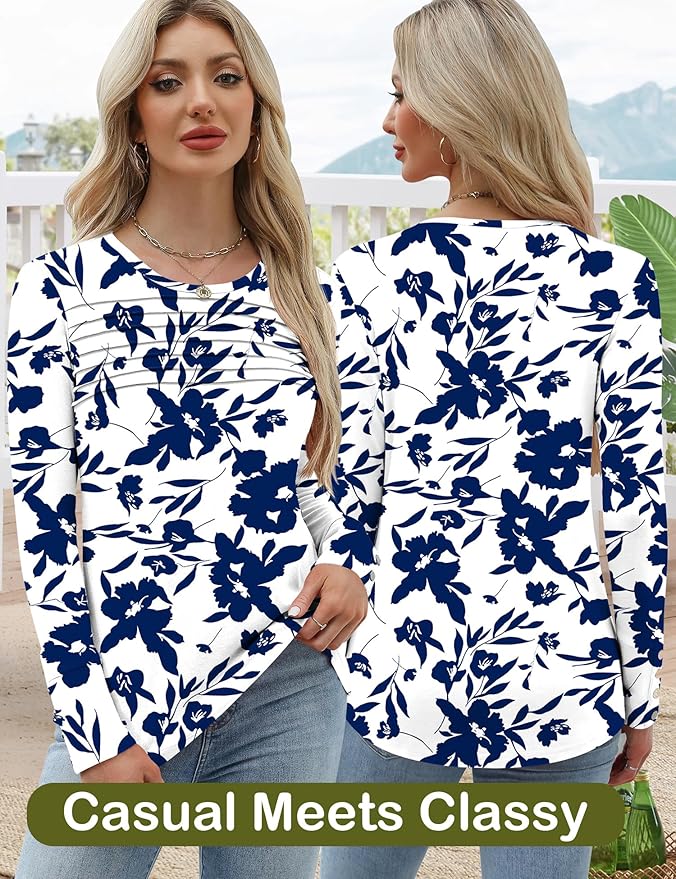 Blouses for Women Dressy Casual Long Sleeve Fall Fashion Tops Trendy Outfits for Work Office Shirts Thicker Clothes