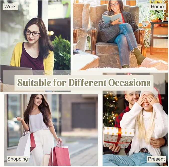Justay 5 Pairs Slouchy Socks for Women - Slouch Long Crew Knit Boot Athletic Calf Tube Scrunch Socks