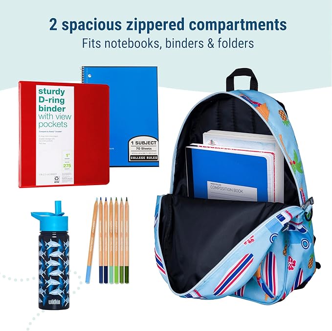 Wildkin 15-inch Kids Backpack – Durable, Padded, Adjustable for School & Travel - Surf Shack