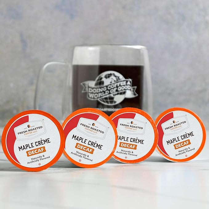 Fresh Roasted Coffee, Decaf Maple Crème, Flavored Coffee Pods, 24 Count
