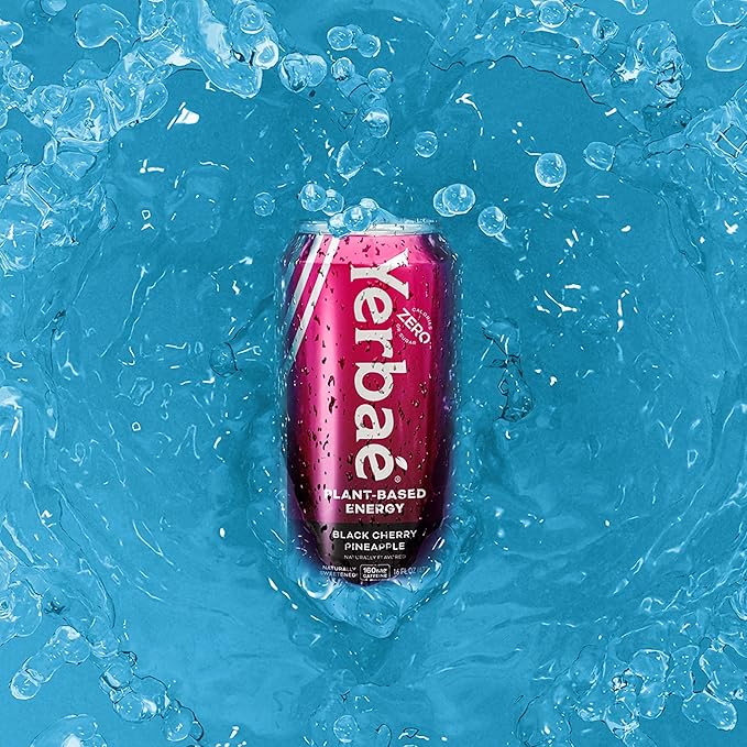 Yerbaé Energy Beverage - Black Cherry Pineapple, 0 Sugar, 0 Calories, 0 Carbs. Yerbae is Energized by Yerba Mate, Plant-Based, Healthy Alternative to Sugary Drinks, 16oz cans (12 Pack)