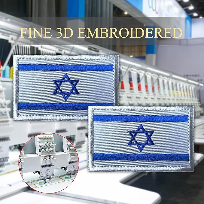 EmWoot 2PCS Israel Flag Patch Embroidered Morale Patch Military Tactical Patches Hook and Loop