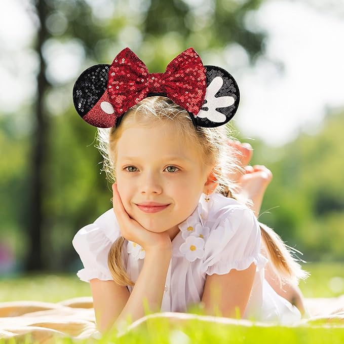 FANYITY Mouse Ears, Sequin Mouse Ears Headband for Girls Women Halloween Birthday Party (Rw)